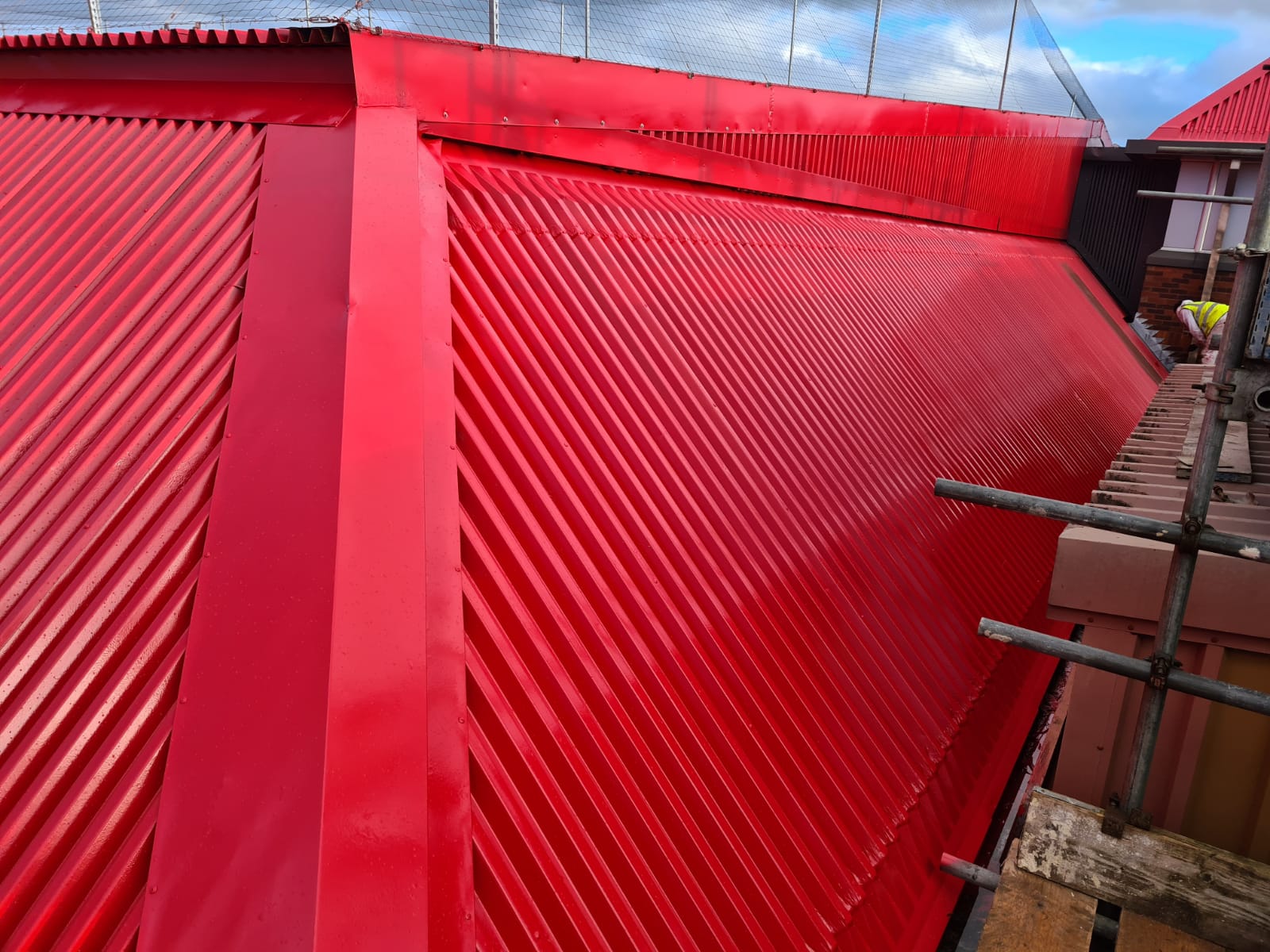 Close up of roof spraying