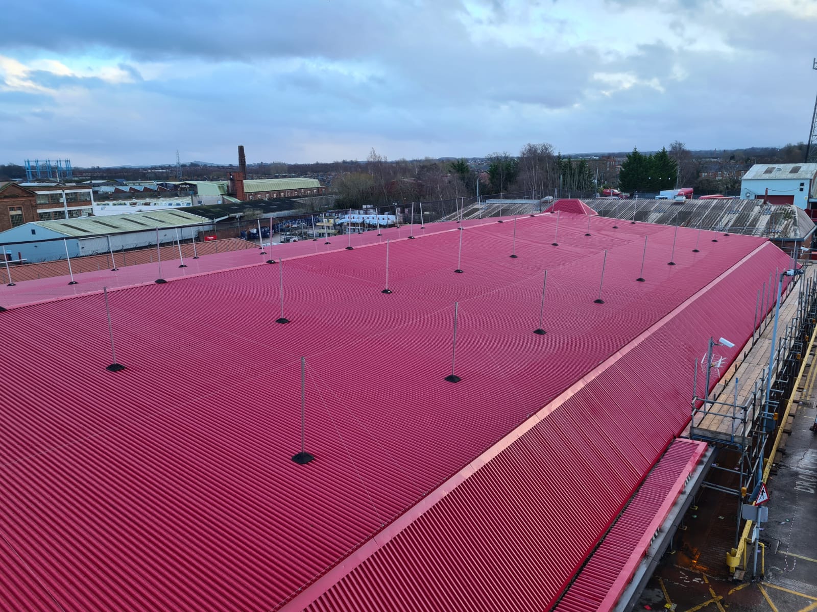 Full view of resprayed roofing