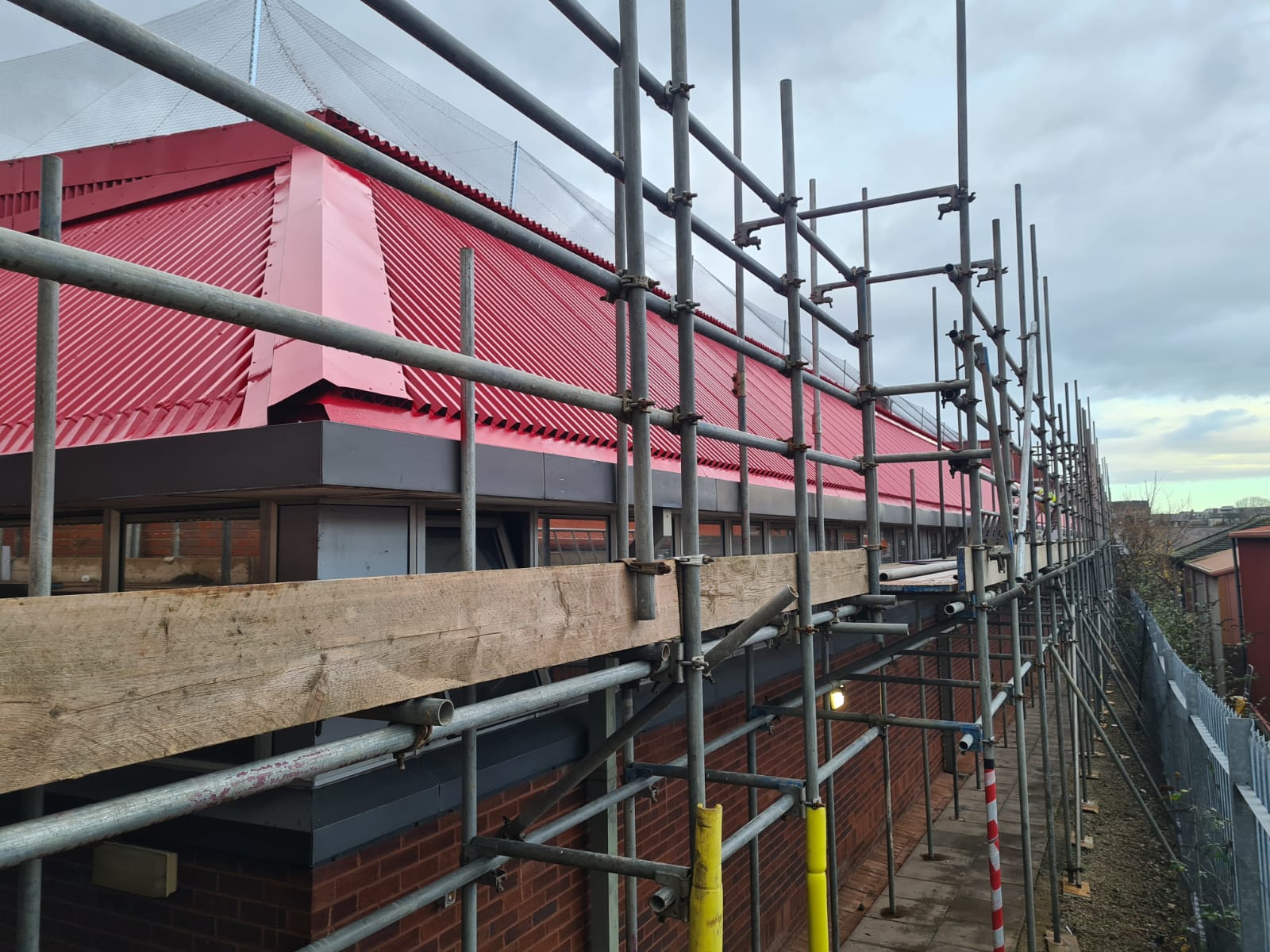 Scaffolding around roofing